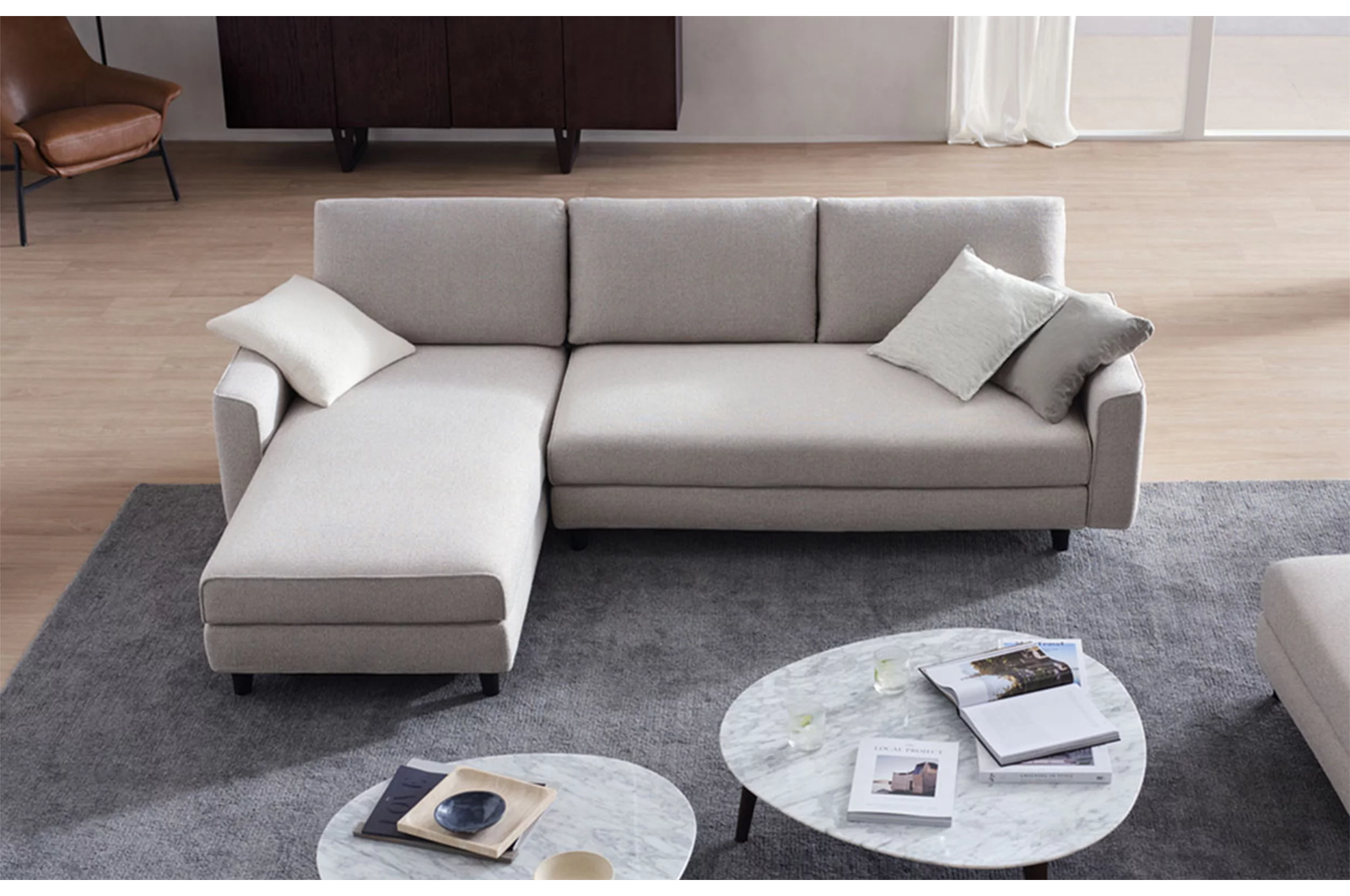 Delta Modular Sofa with Chaise and Smart Pockets